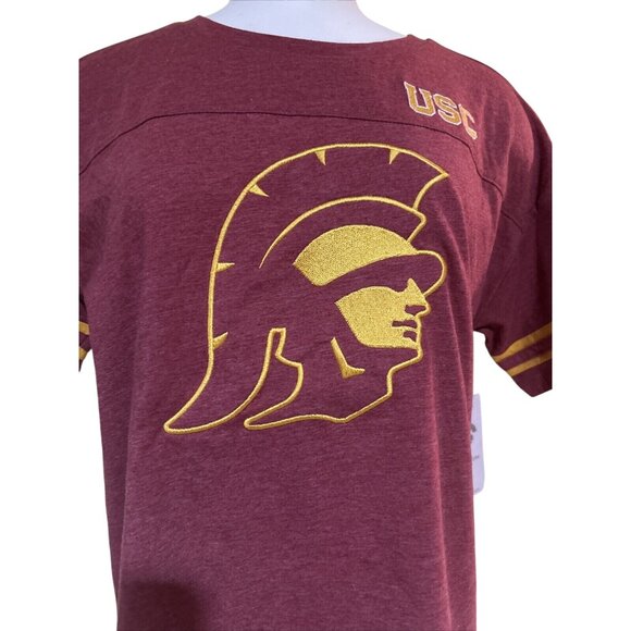 USC Trojans Colosseum Athletics Red Stripe Recycled SS T-Shirt Women's M NEW - Picture 2 of 7
